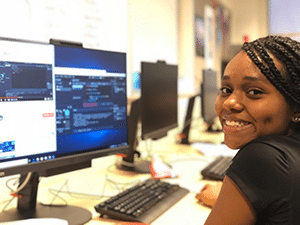 girl coding for website